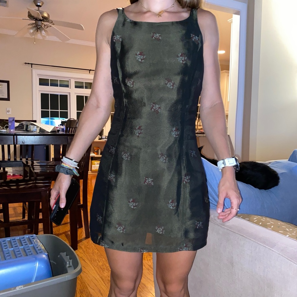 Genuine vintage 90s party dress size 6 dark green